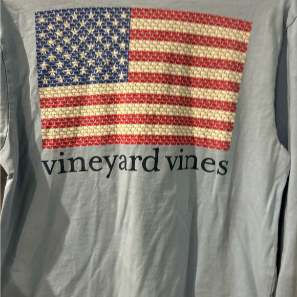 Light Blue Patriotic Vineyard Vines Small Long Sleeve Tee - Picture 2 of 5